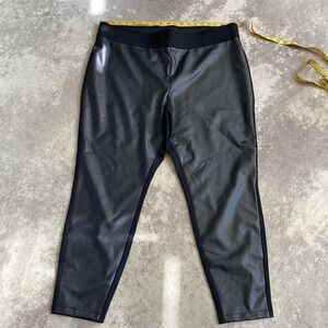 Ava & Viv‎ Solid Black Faux Leather Pants Women’s Size 2X Elastic Waist Size 2X